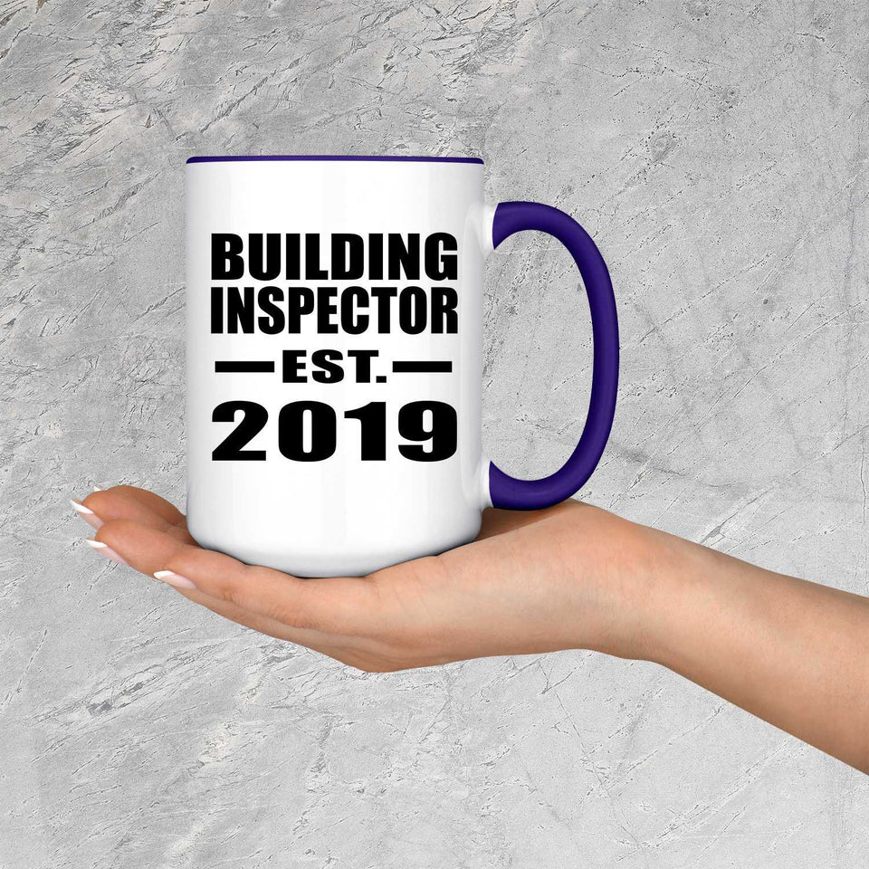 Building Inspector Established EST. 2019 - 15oz Accent Mug Purple