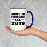 Computer Systems Analyst Established EST. 2019 - 15oz Accent Mug Purple