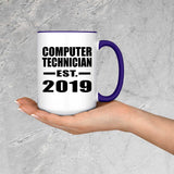 Computer Technician Established EST. 2019 - 15oz Accent Mug Purple