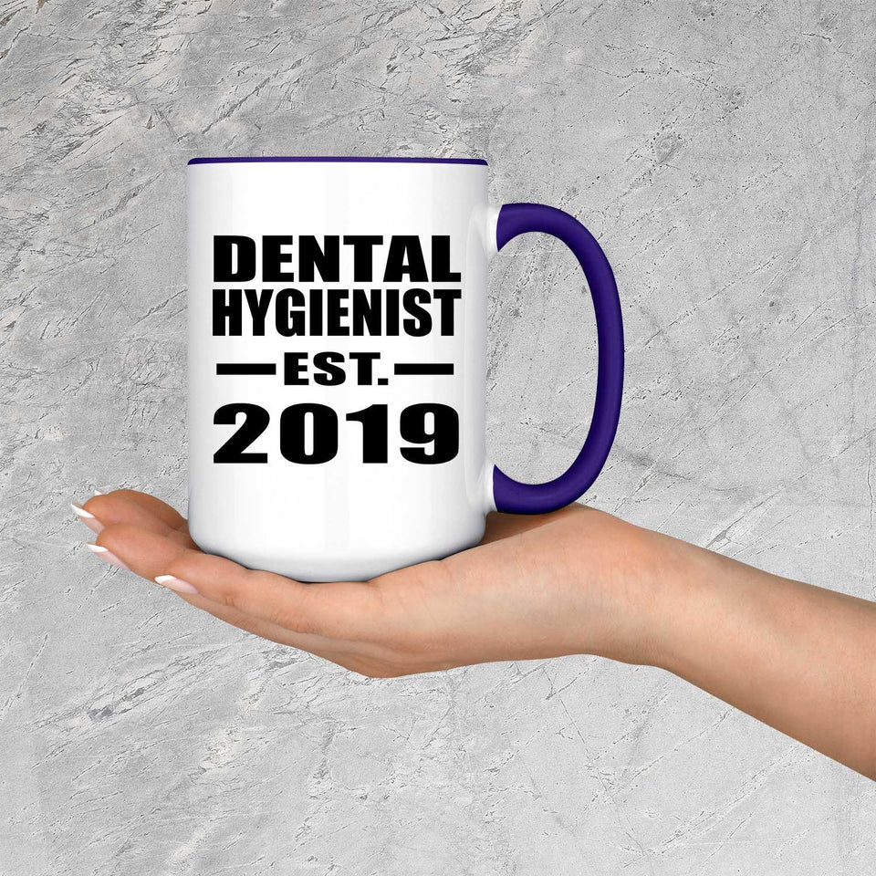 Dental Hygienist Established EST. 2019 - 15oz Accent Mug Purple