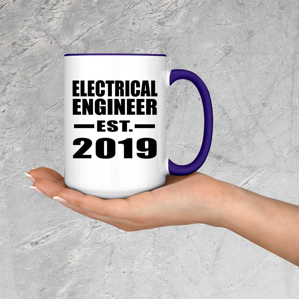 Electrical Engineer Established EST. 2019 - 15oz Accent Mug Purple