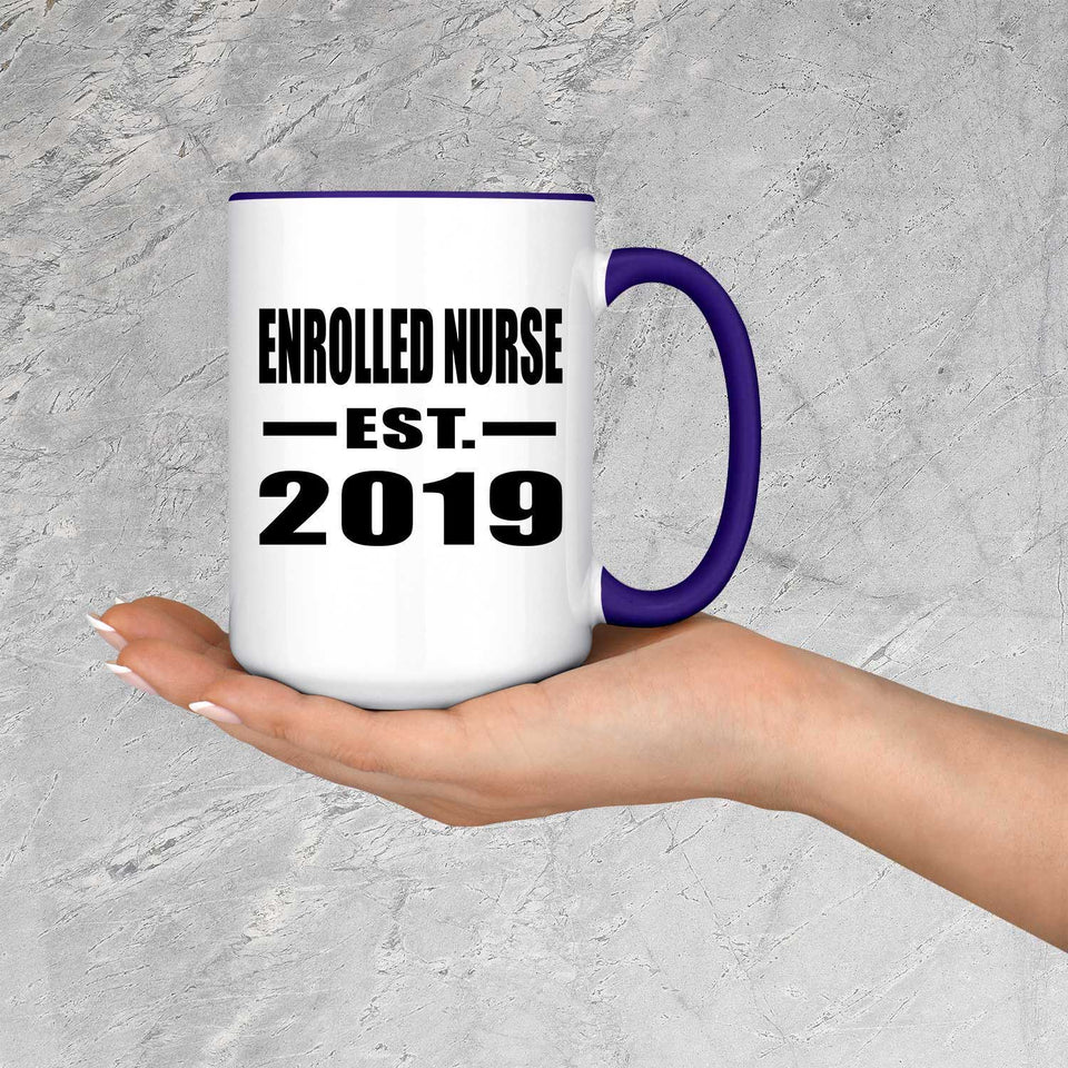 Enrolled Nurse Established EST. 2019 - 15oz Accent Mug Purple