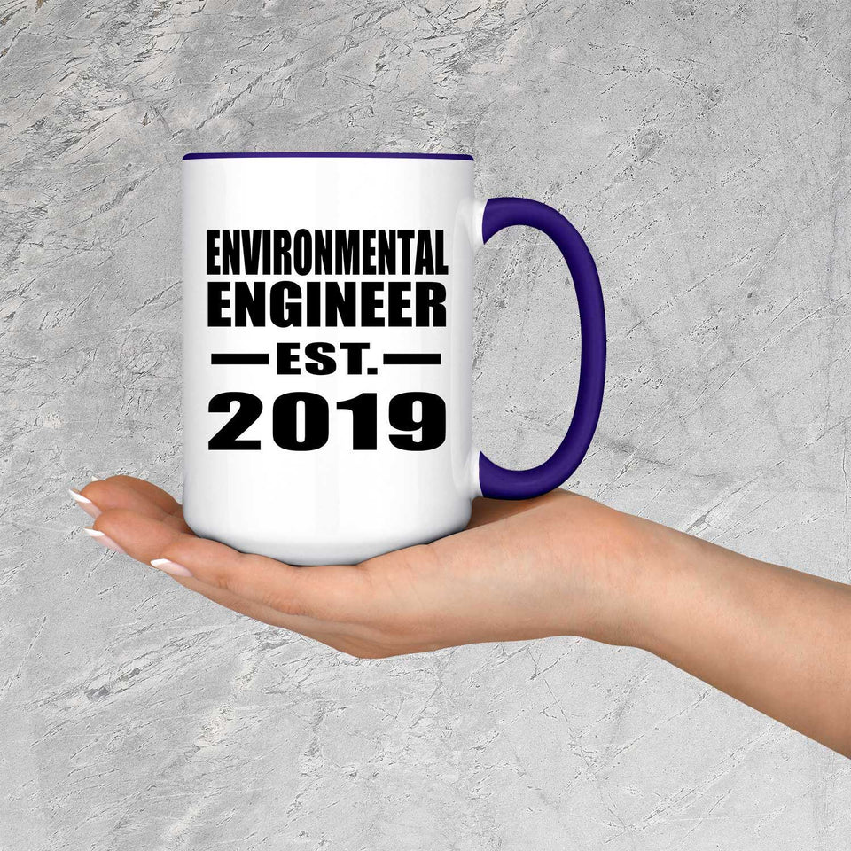 Environmental Engineer Established EST. 2019 - 15oz Accent Mug Purple