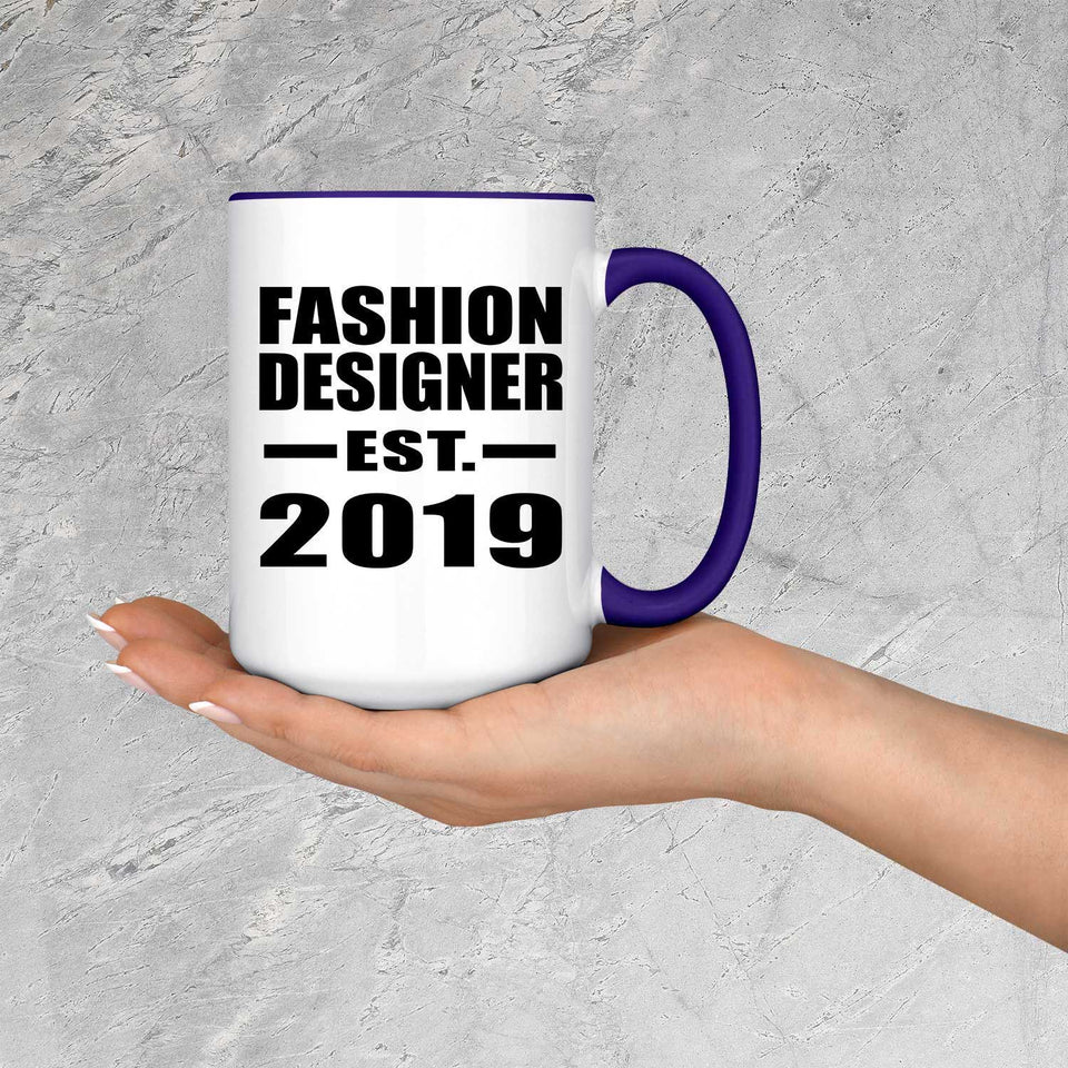 Fashion Designer Established EST. 2019 - 15oz Accent Mug Purple