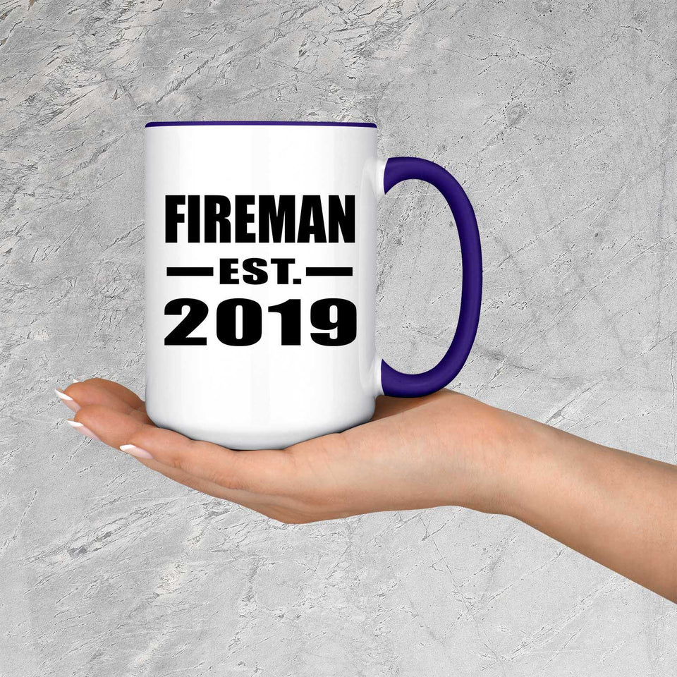 Fireman Established EST. 2019 - 15oz Accent Mug Purple