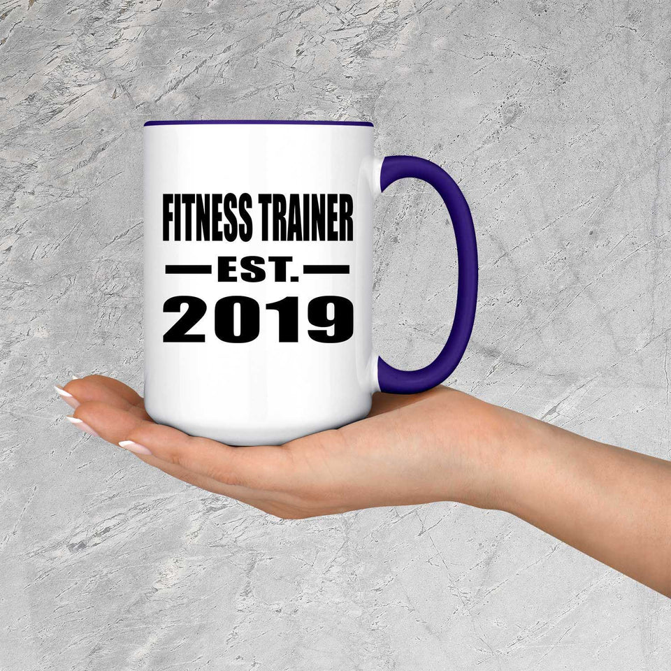 Fitness Trainer Established EST. 2019 - 15oz Accent Mug Purple