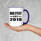 Hair Stylist Established EST. 2019 - 15oz Accent Mug Purple