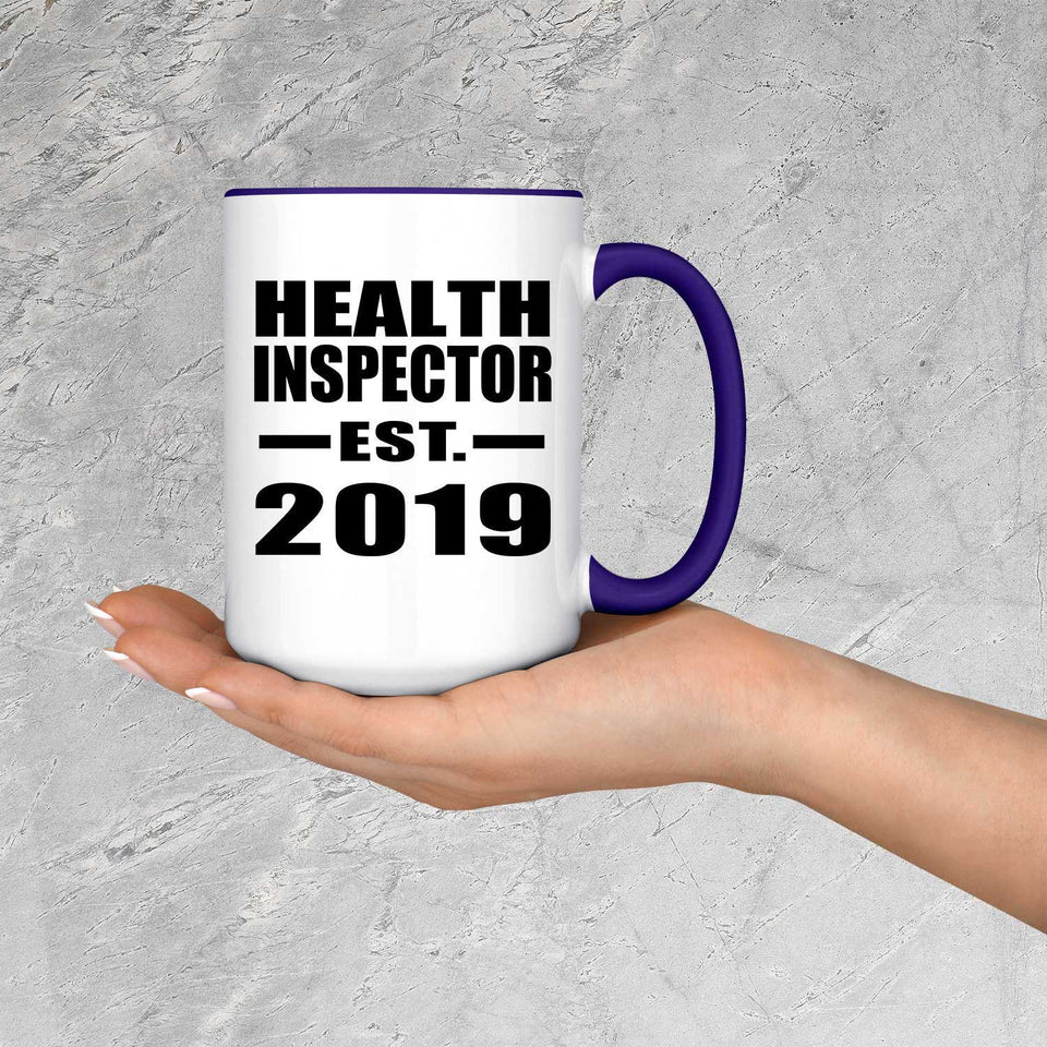Health Inspector Established EST. 2019 - 15oz Accent Mug Purple