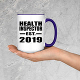 Health Inspector Established EST. 2019 - 15oz Accent Mug Purple
