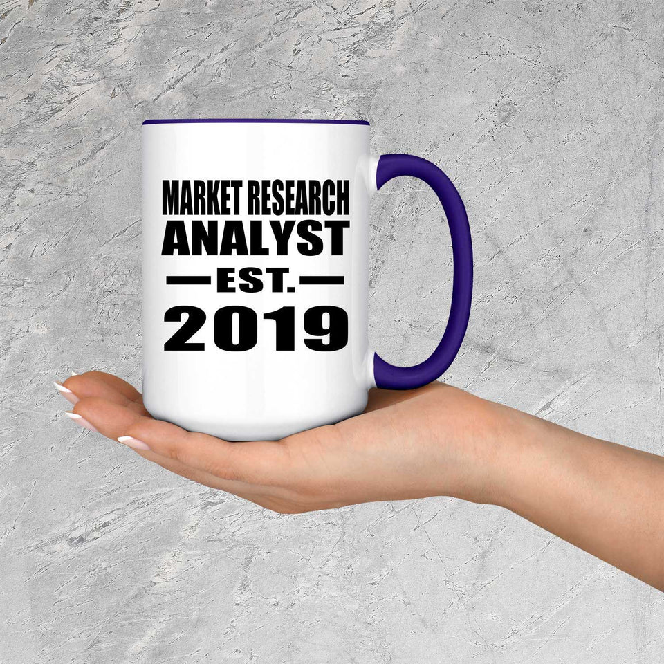 Market Research Analyst Established EST. 2019 - 15oz Accent Mug Purple