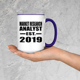Market Research Analyst Established EST. 2019 - 15oz Accent Mug Purple