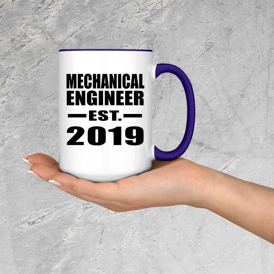 Mechanical Engineer Established EST. 2019 - 15oz Accent Mug Purple