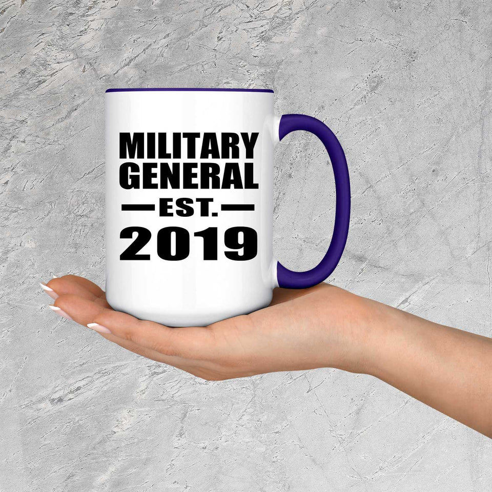 Military General Established EST. 2019 - 15oz Accent Mug Purple