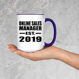 Online Sales Manager Established EST. 2019 - 15oz Accent Mug Purple
