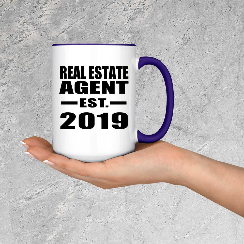 Real Estate Agent Established EST. 2019 - 15oz Accent Mug Purple