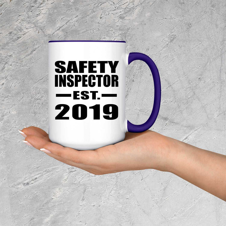 Safety Inspector Established EST. 2019 - 15oz Accent Mug Purple