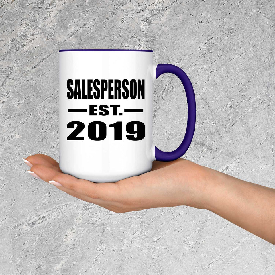 Salesperson Established EST. 2019 - 15oz Accent Mug Purple