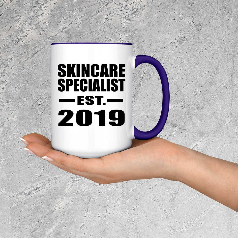 Skincare Specialist Established EST. 2019 - 15oz Accent Mug Purple