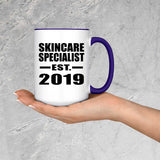 Skincare Specialist Established EST. 2019 - 15oz Accent Mug Purple