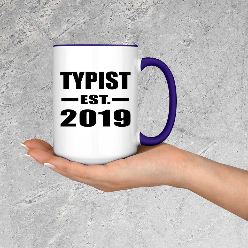 Typist Established EST. 2019 - 15oz Accent Mug Purple