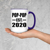 Pop-Pop Established EST. 2020 - 15oz Accent Mug Purple