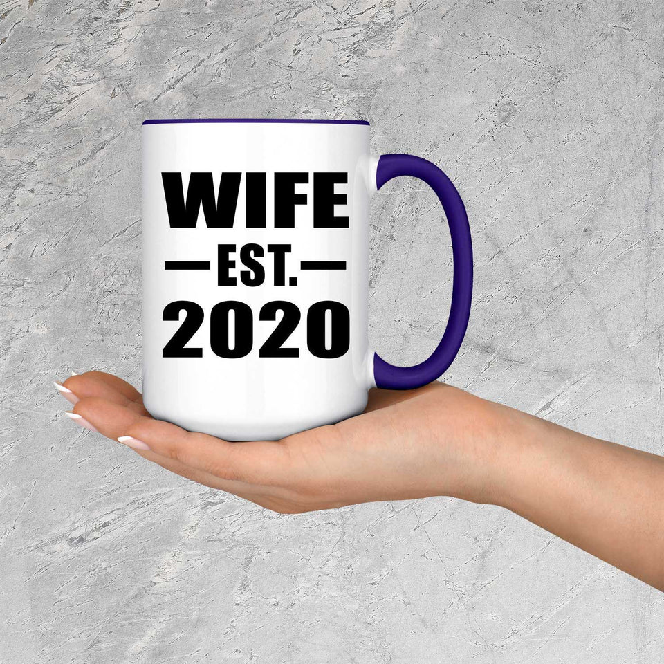 Wife Established EST. 2020 - 15oz Accent Mug Purple