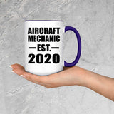 Aircraft Mechanic Established EST. 2020 - 15oz Accent Mug Purple