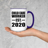 Child Care Worker Established EST. 2020 - 15oz Accent Mug Purple