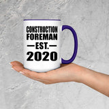 Construction Foreman Established EST. 2020 - 15oz Accent Mug Purple