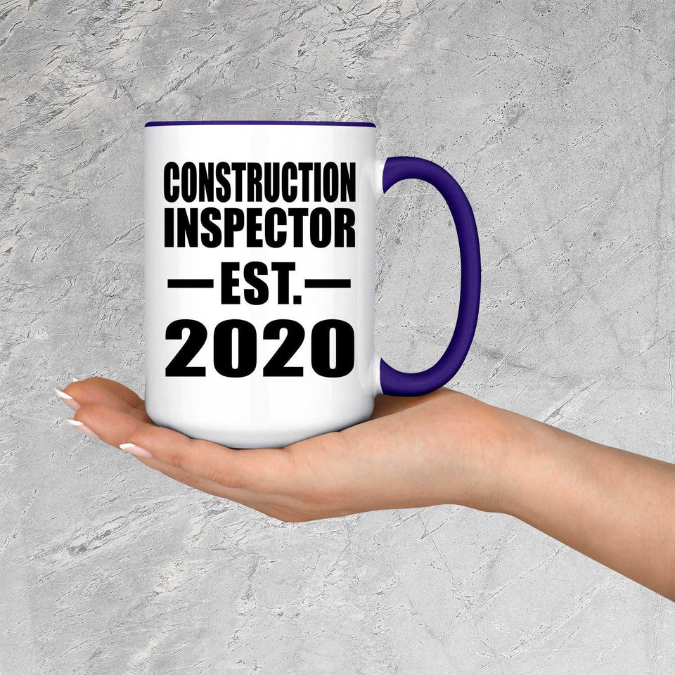 Construction Inspector Established EST. 2020 - 15oz Accent Mug Purple
