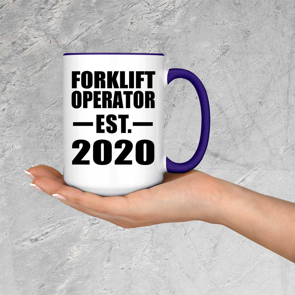 Forklift Operator Established EST. 2020 - 15oz Accent Mug Purple