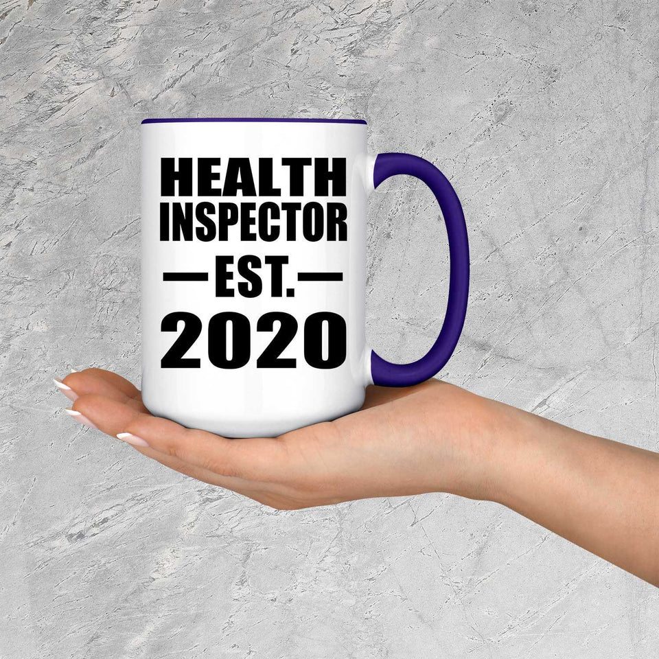 Health Inspector Established EST. 2020 - 15oz Accent Mug Purple