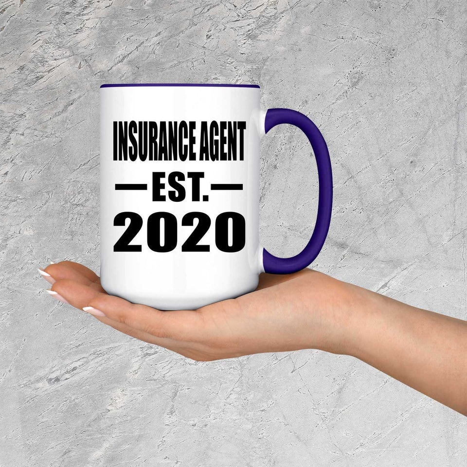 Insurance Agent Established EST. 2020 - 15oz Accent Mug Purple