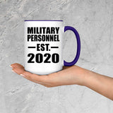 Military Personnel Established EST. 2020 - 15oz Accent Mug Purple