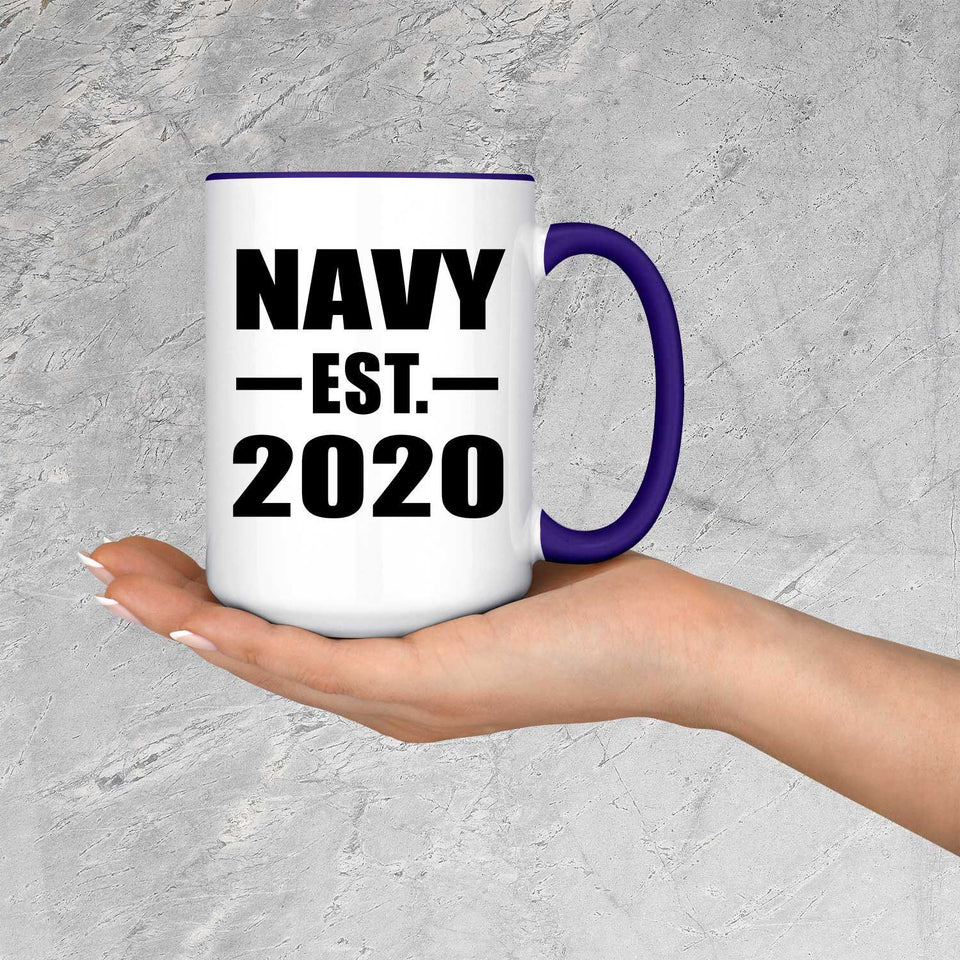 Navy Established EST. 2020 - 15oz Accent Mug Purple