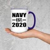 Navy Established EST. 2020 - 15oz Accent Mug Purple