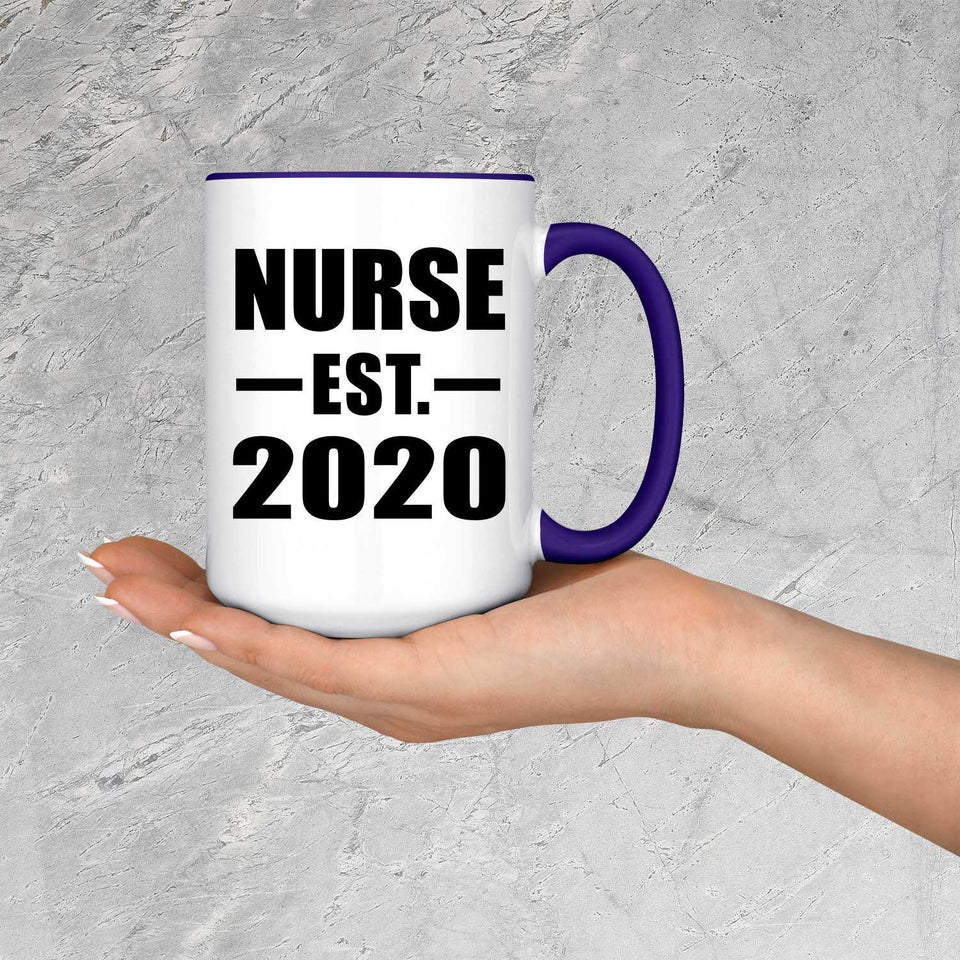 Nurse Established EST. 2020 - 15oz Accent Mug Purple