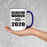 Recreation Worker Established EST. 2020 - 15oz Accent Mug Purple