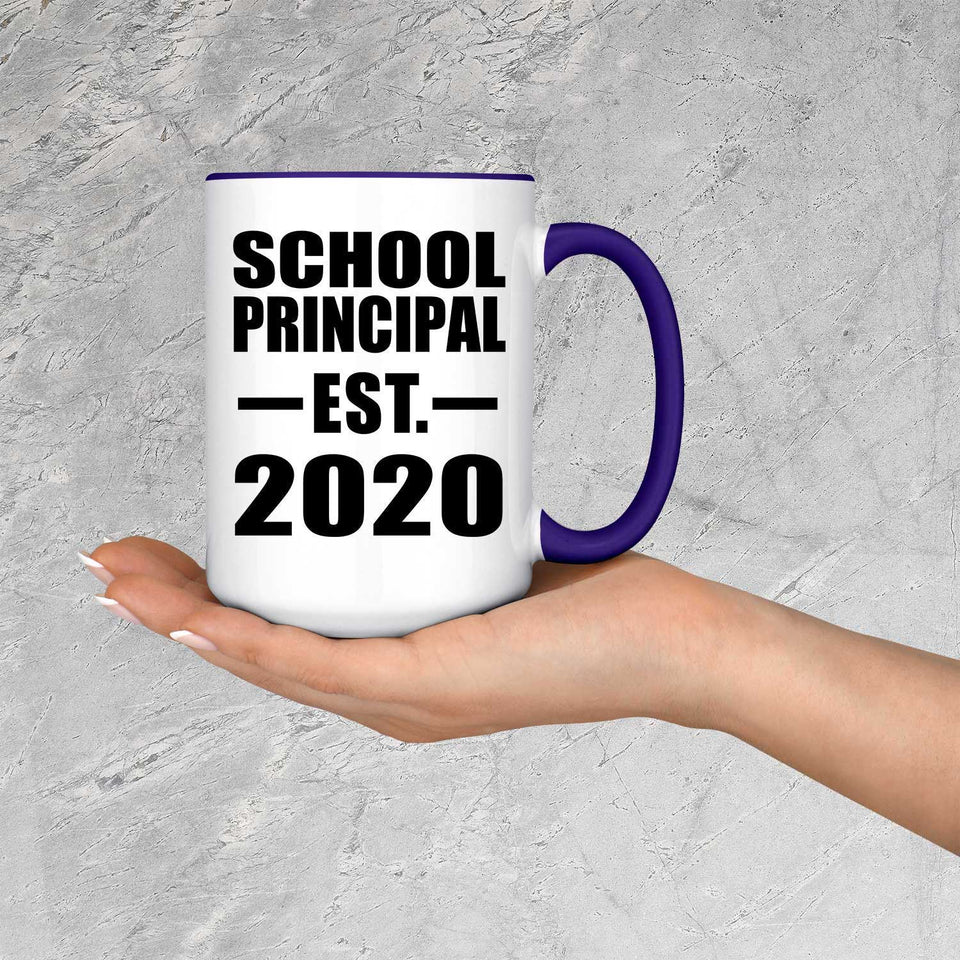 School Principal Established EST. 2020 - 15oz Accent Mug Purple