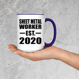 Sheet Metal Worker Established EST. 2020 - 15oz Accent Mug Purple