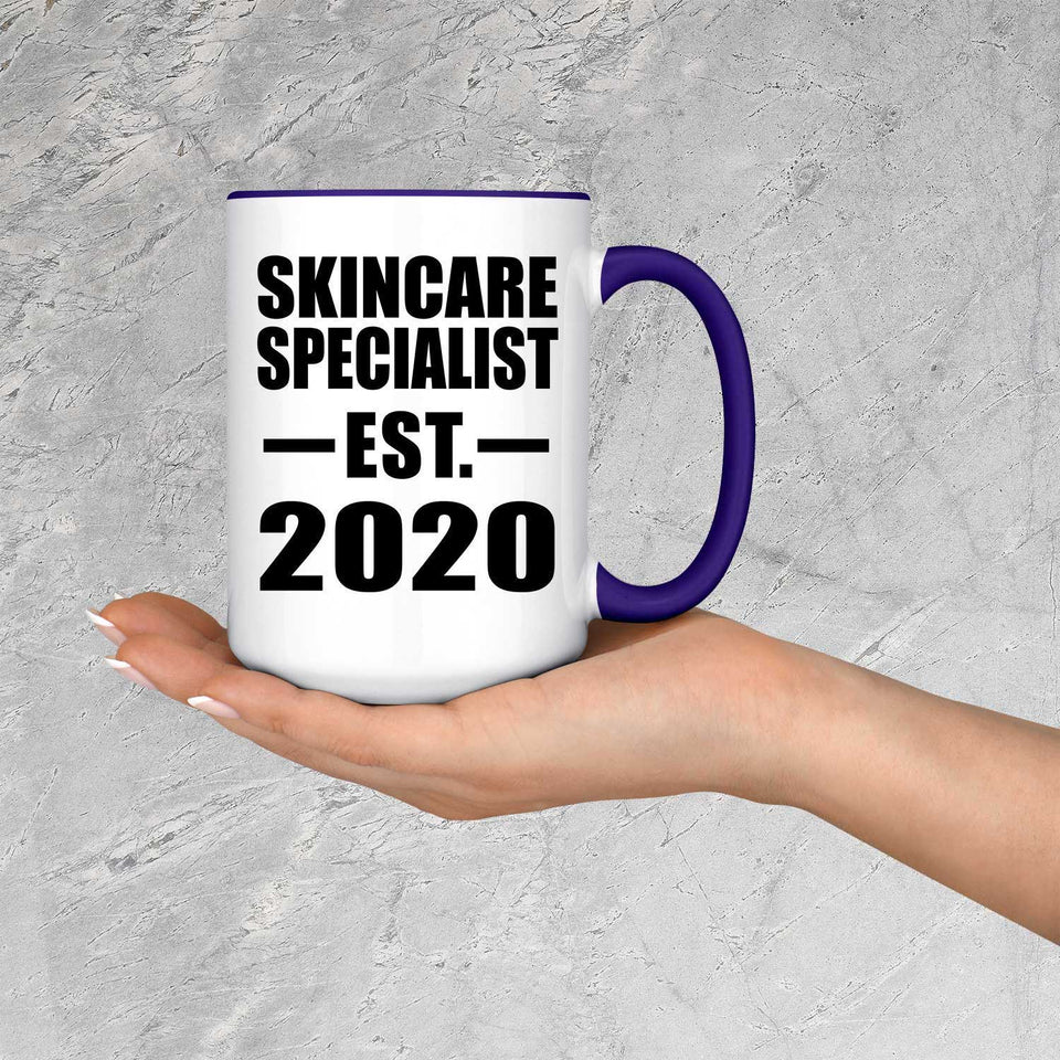 Skincare Specialist Established EST. 2020 - 15oz Accent Mug Purple