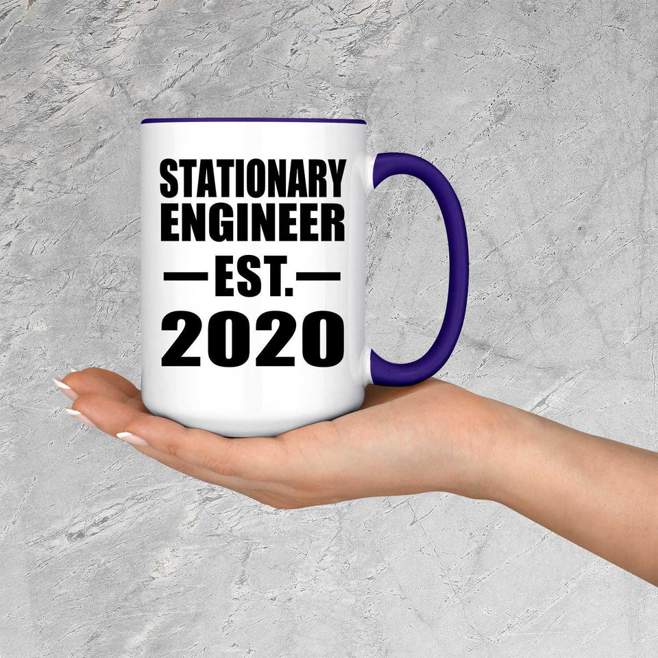 Stationary Engineer Established EST. 2020 - 15oz Accent Mug Purple