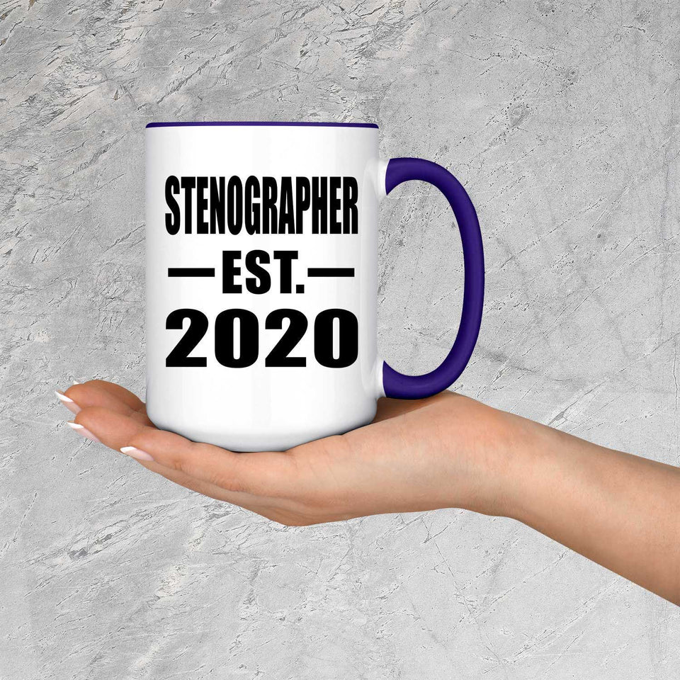 Stenographer Established EST. 2020 - 15oz Accent Mug Purple