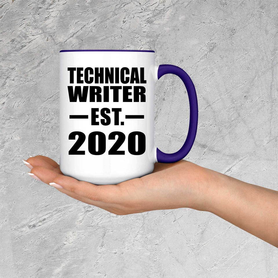 Technical Writer Established EST. 2020 - 15oz Accent Mug Purple