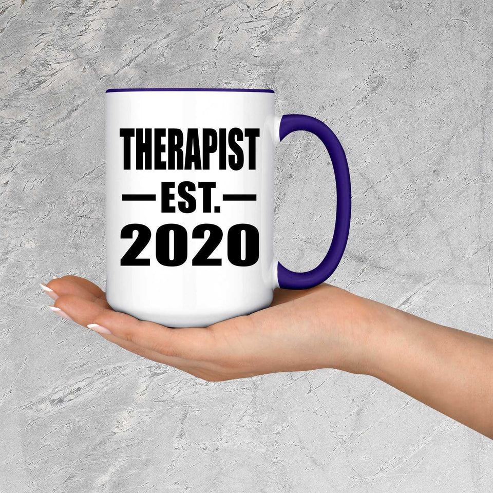 Therapist Established EST. 2020 - 15oz Accent Mug Purple