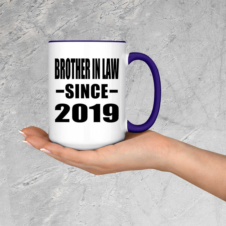 Brother In Law Since 2019 - 15oz Accent Mug Purple