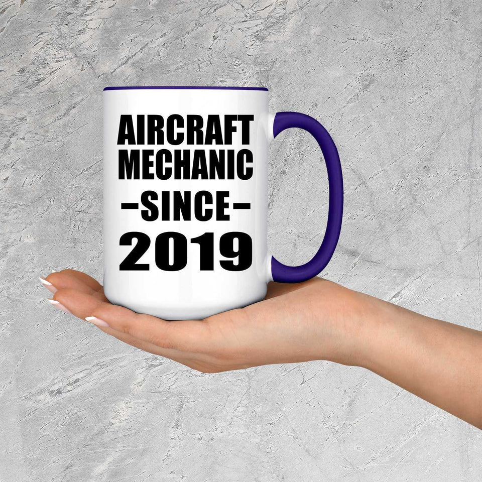 Aircraft Mechanic Since 2019 - 15oz Accent Mug Purple