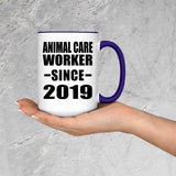 Animal Care Worker Since 2019 - 15oz Accent Mug Purple