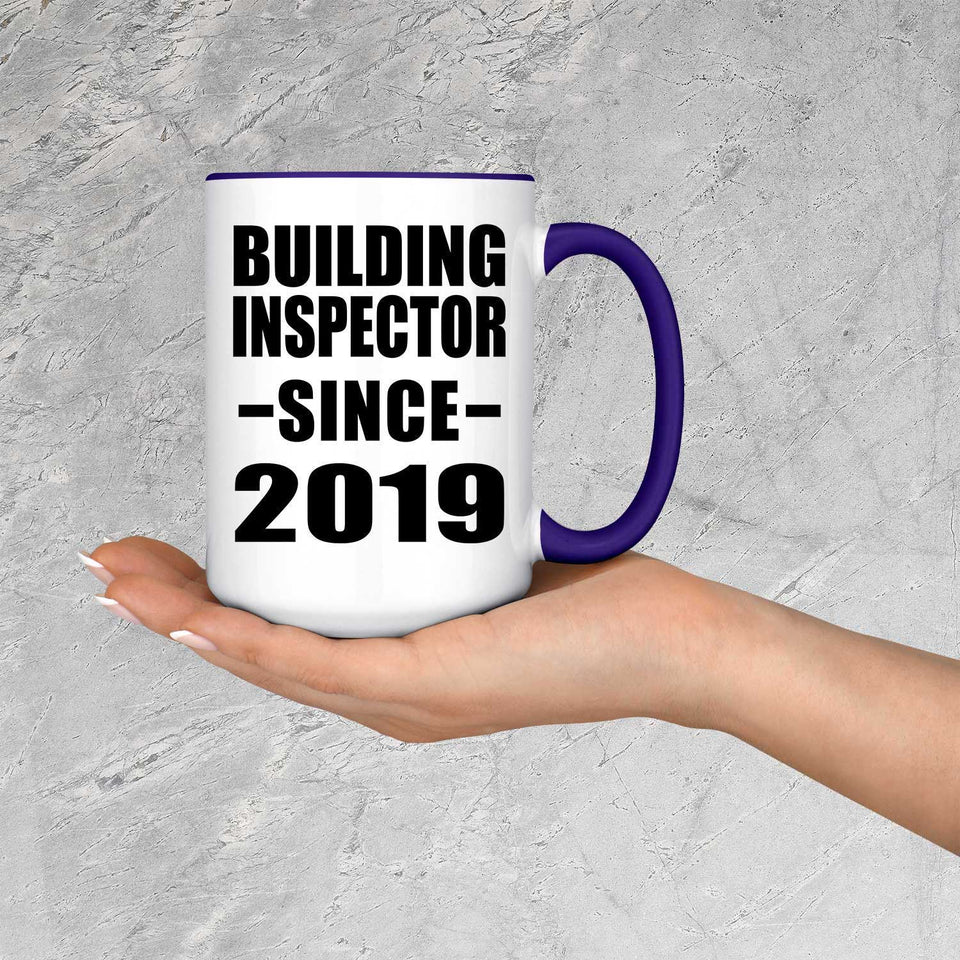 Building Inspector Since 2019 - 15oz Accent Mug Purple