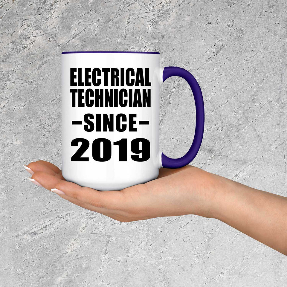 Electrical Technician Since 2019 - 15oz Accent Mug Purple